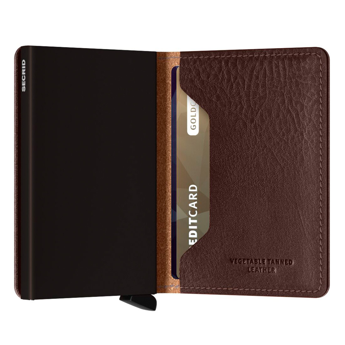secrid slimwallet vegetable espresso baun halb offen 104905
