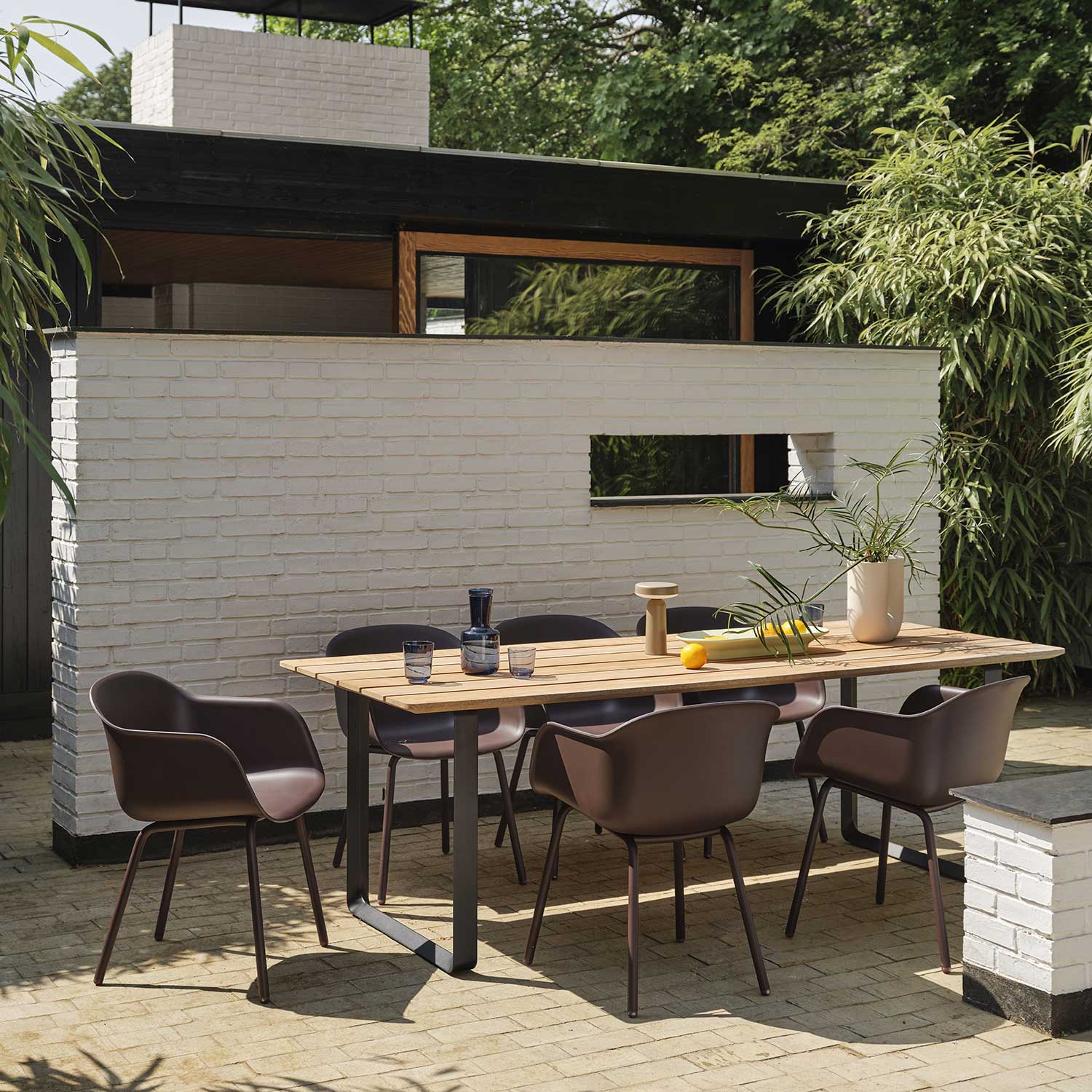 muuto Fiber gartenstuhl brown red 98436