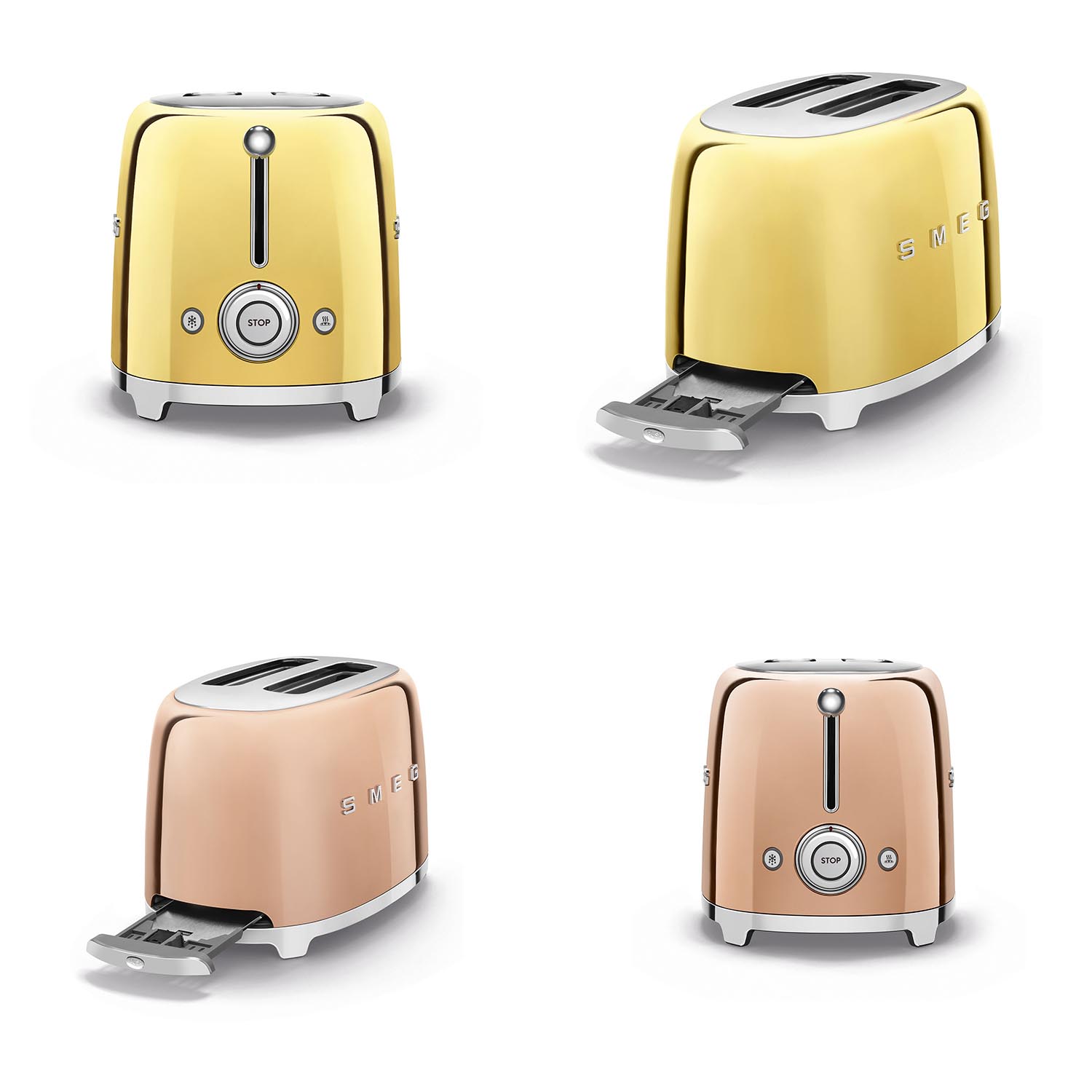 Gold und Rosegold 2 Scheibentoaster 50s Style TSF01 SMEG