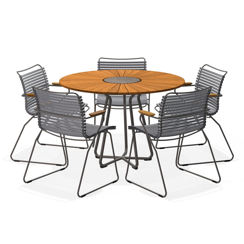 HOUE - Set Circle Tisch Ø 110 cm + 5xClick Sessel dunkelgrau