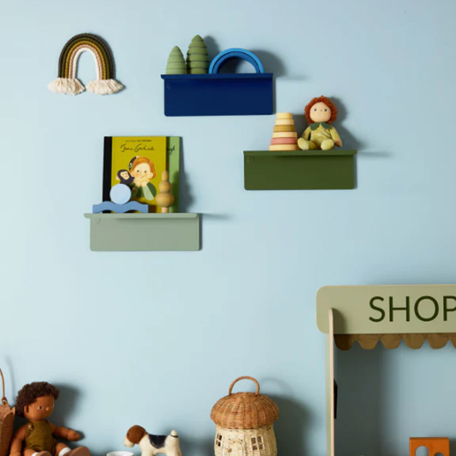 mustard made the ledge shelf small angled navy ambiente 104581