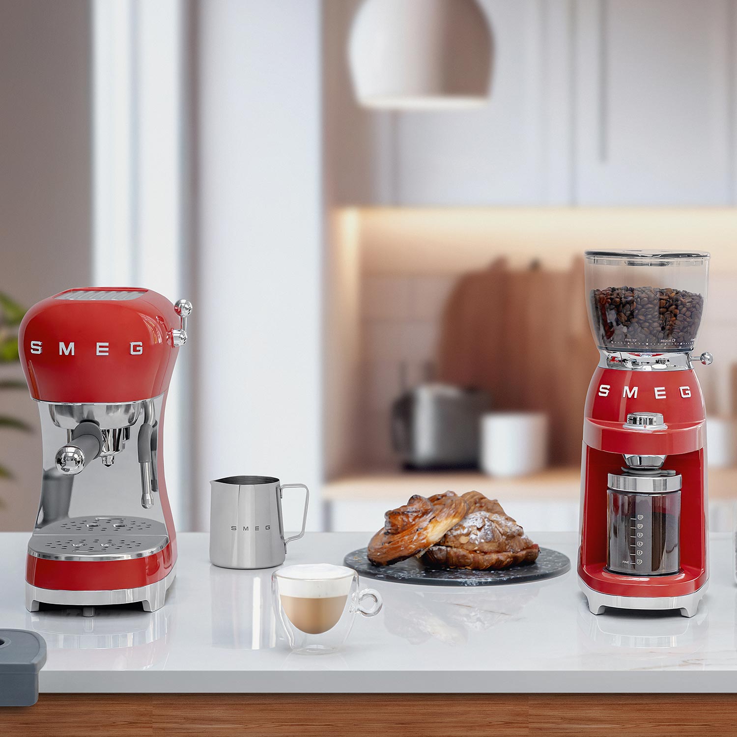 smeg espressomaschine ecf02 rot kueche 95333