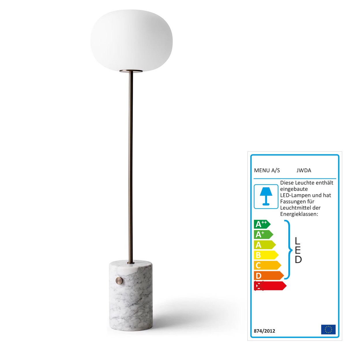 Audo - JWDA Stehlampe Marmor weiß / messing brüniert