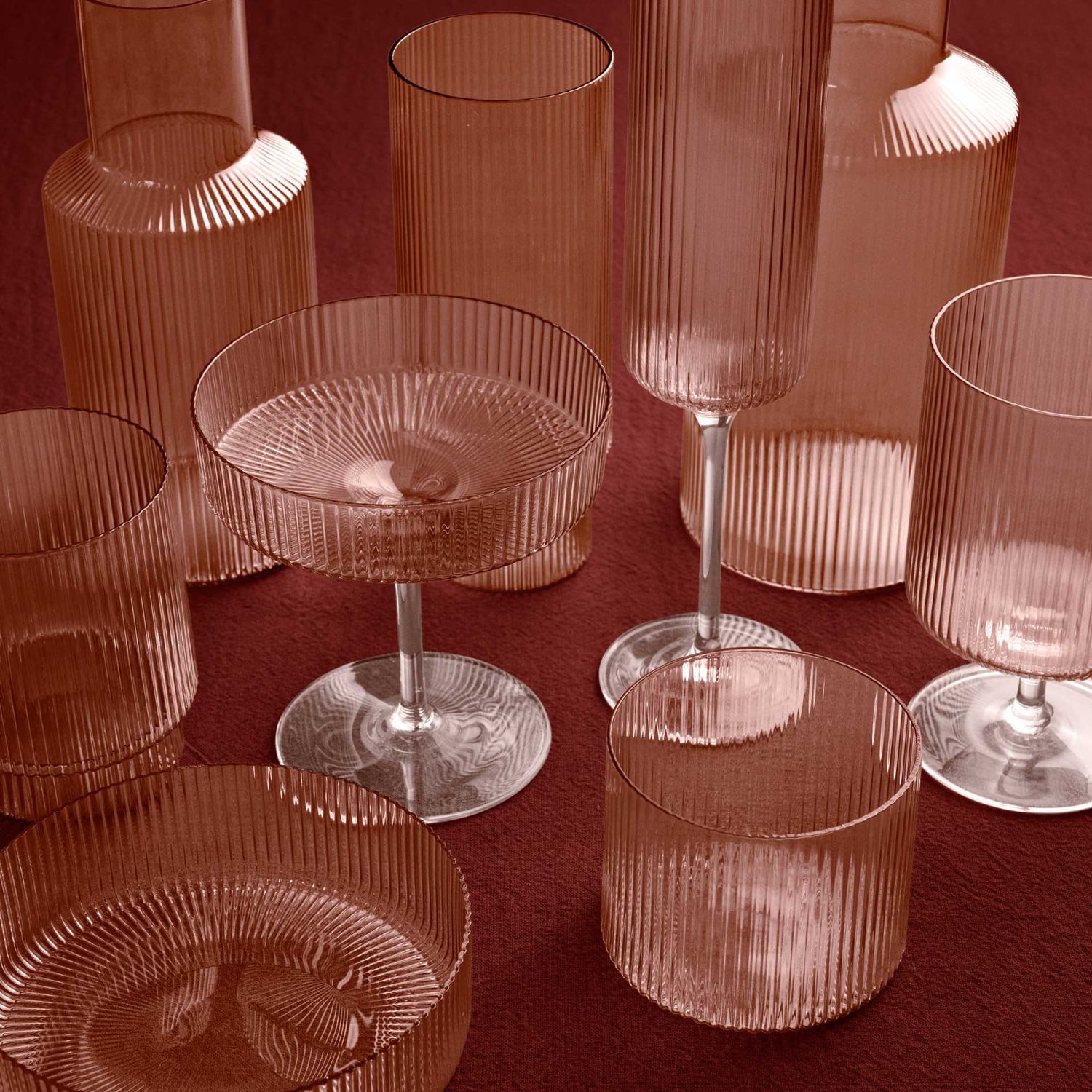 Ferm Living - Ripple Becherglas 2er-Set blush