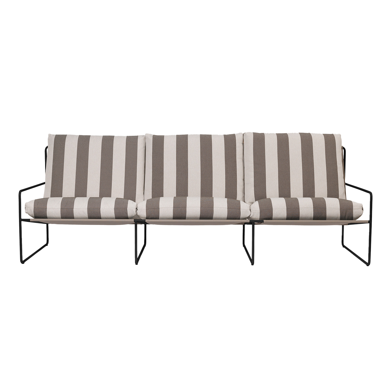 Ferm Living - Desert 3-Sitzer Sofa black/Stripe chocolate