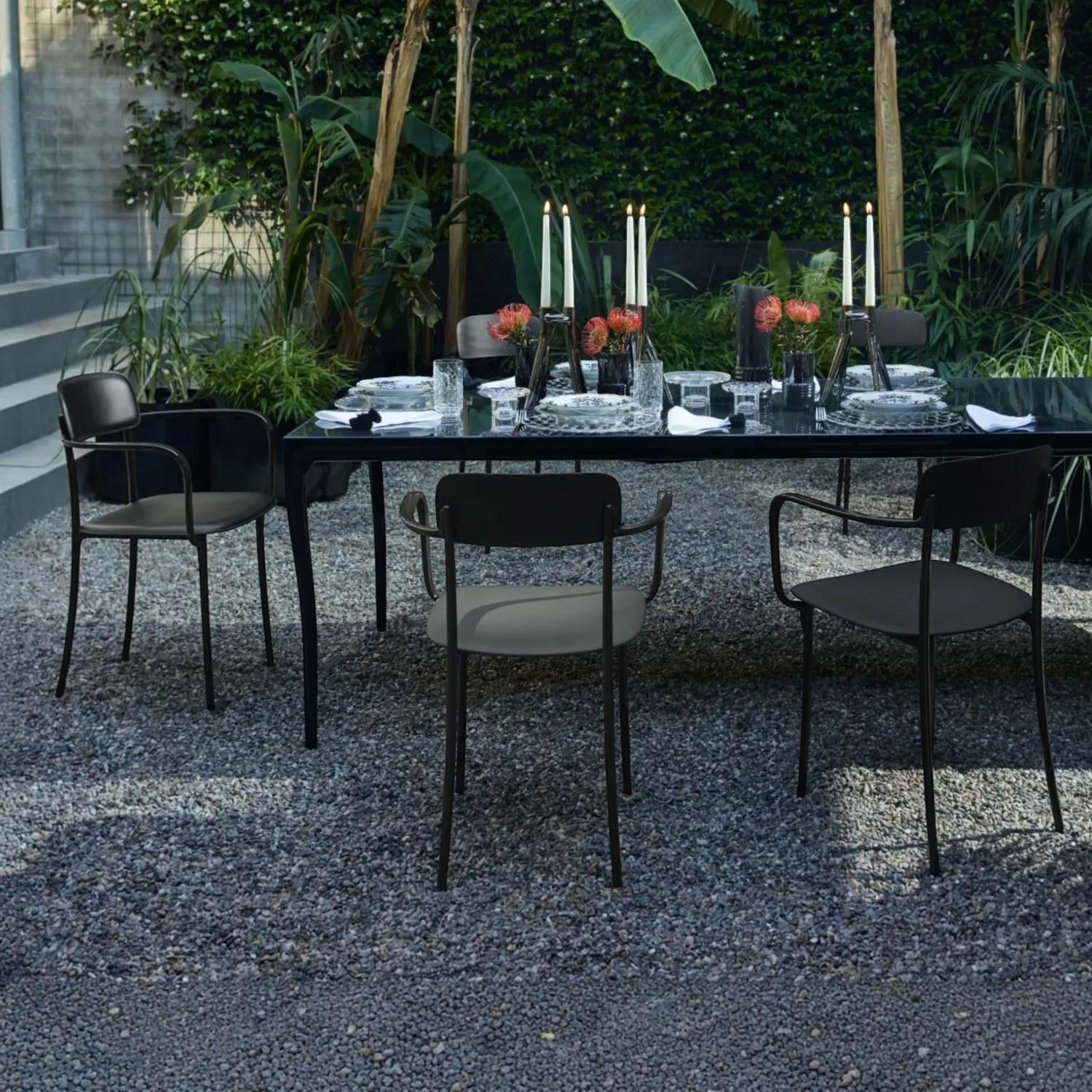 Kartell - Savoia Kleiner Ledersessel schwarz/solid anthrazit