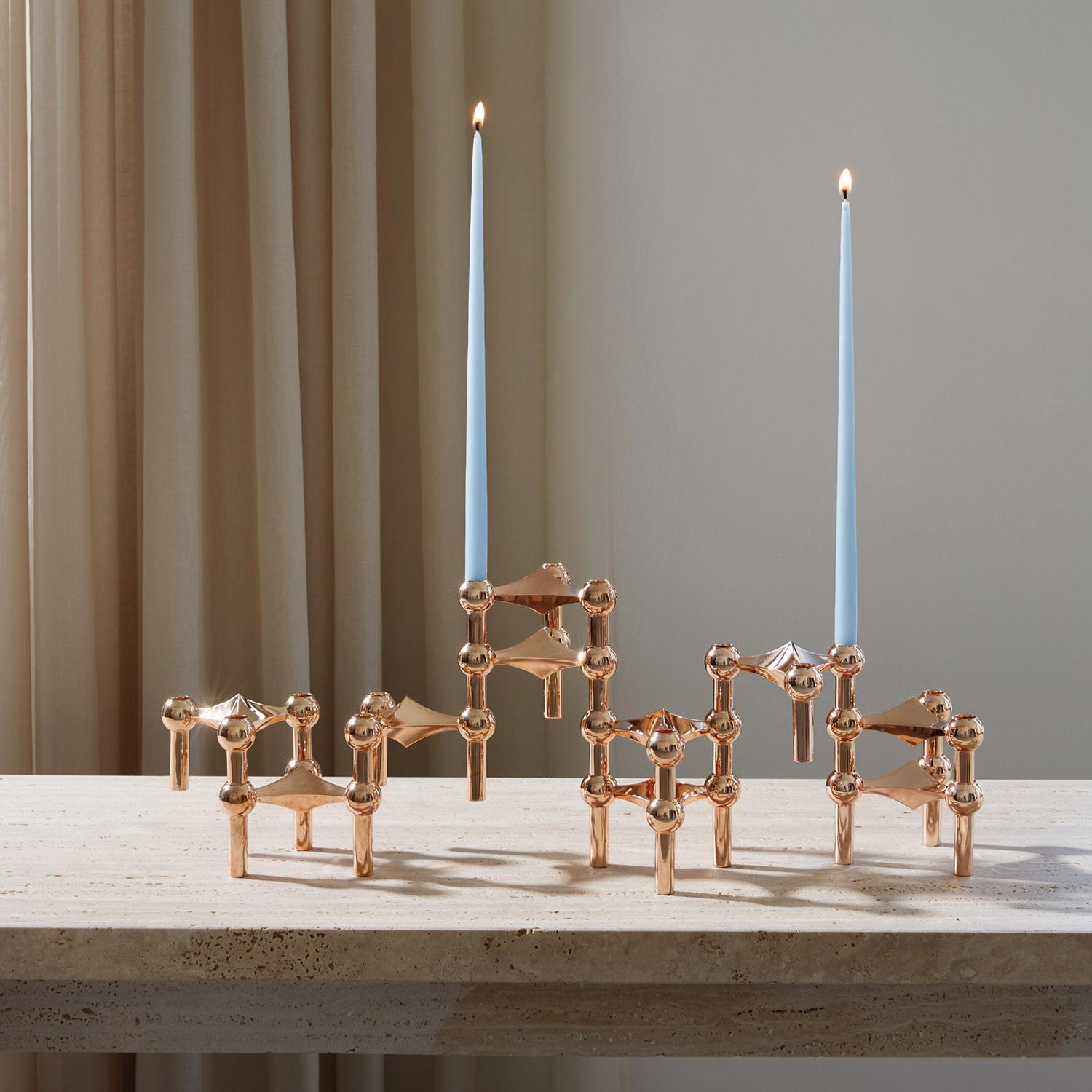 stoff nagel kerzenhalter rose gold ambiente tisch 86419