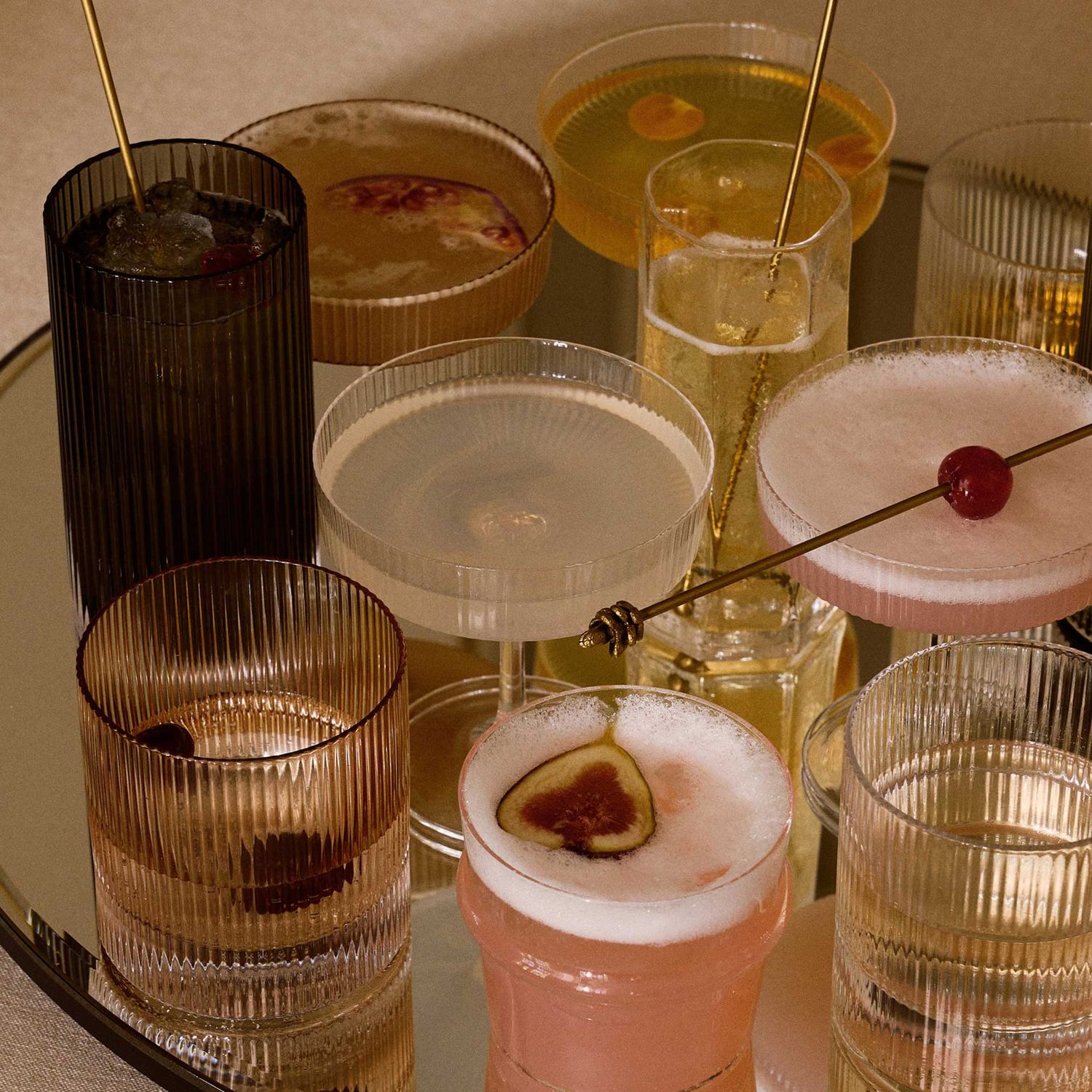 Ferm Living - Ripple Champagnerschalen 2er Set blush