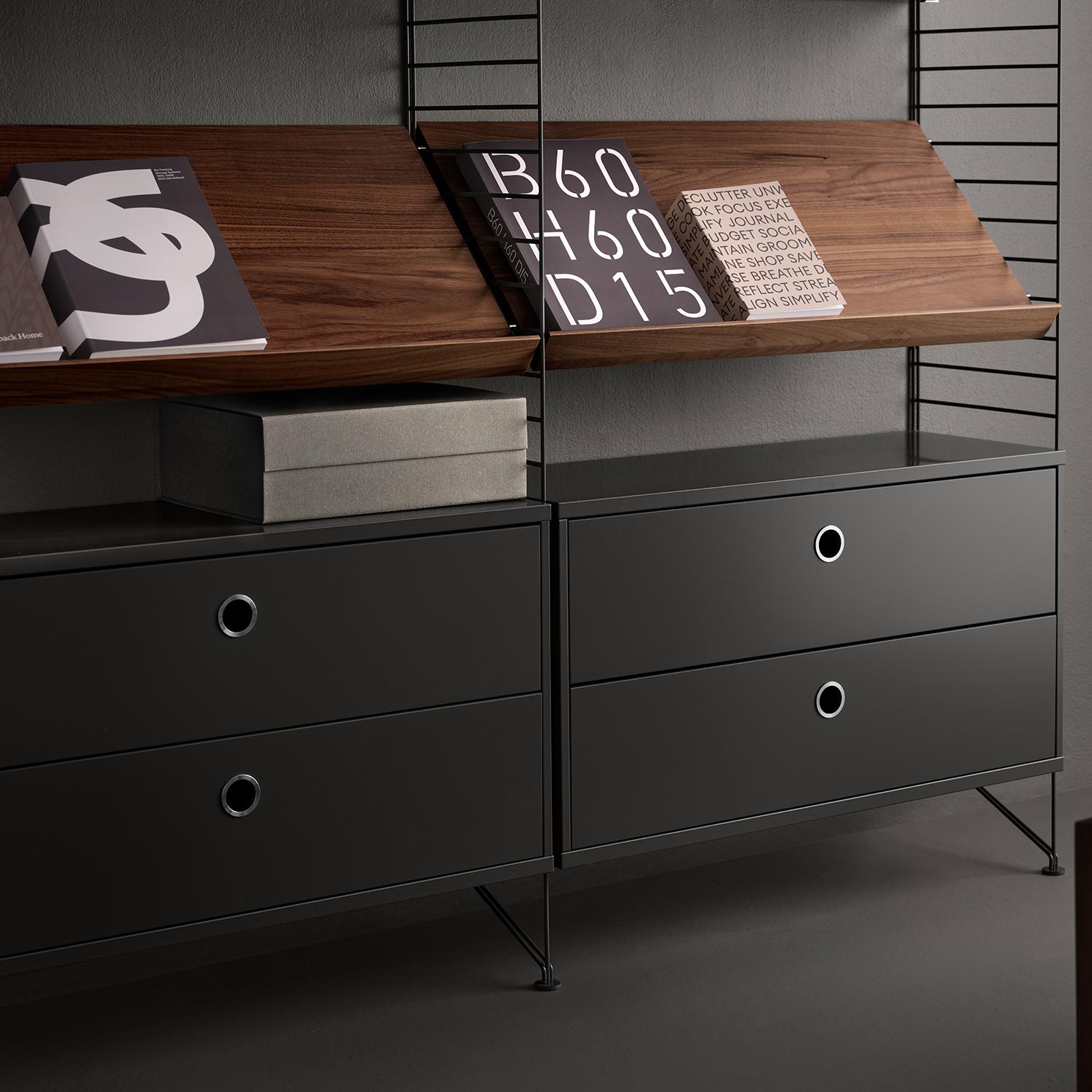 string - Schrank mit 2 Schubladen weiß