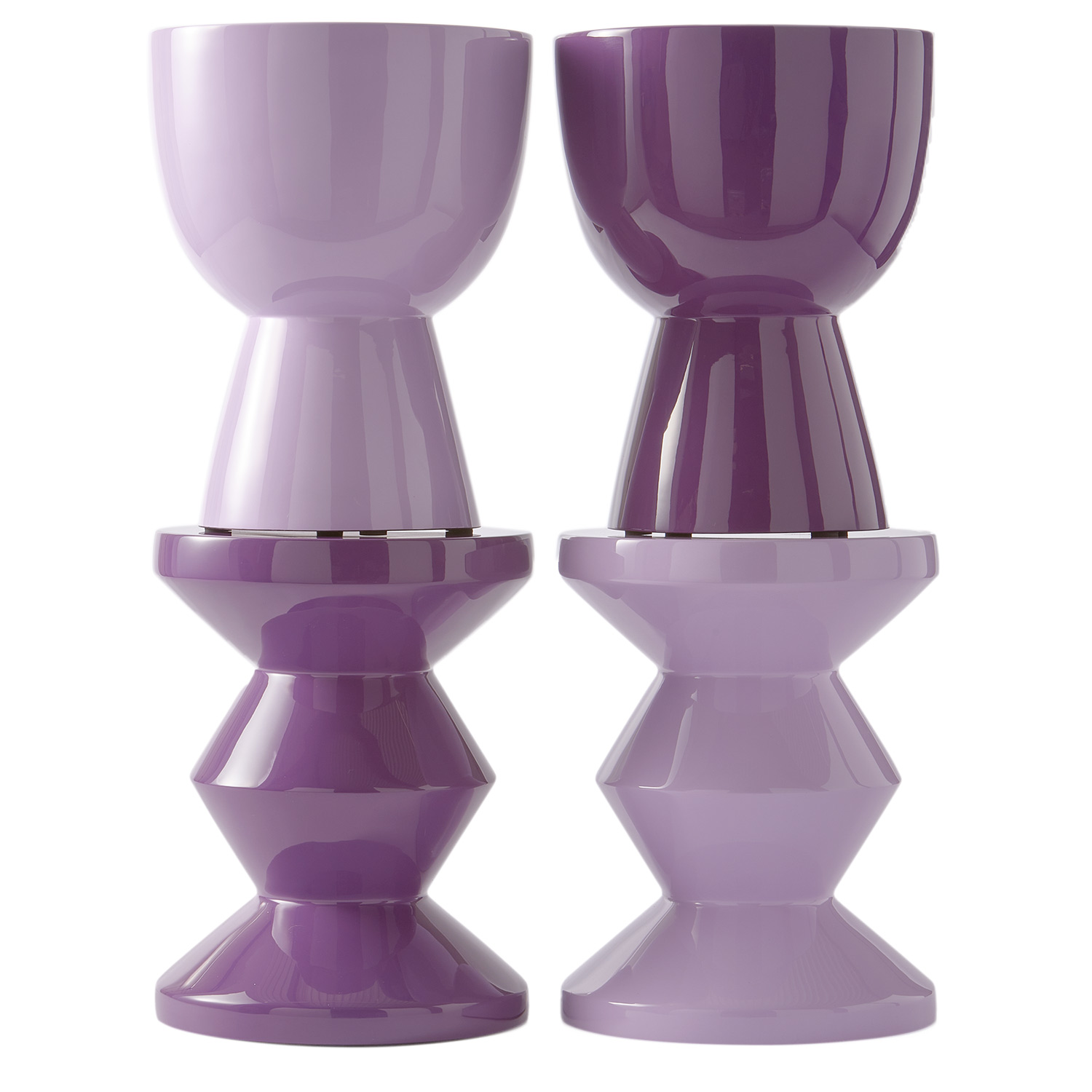 pols potten zig zag hocker lila gestapelt 95122