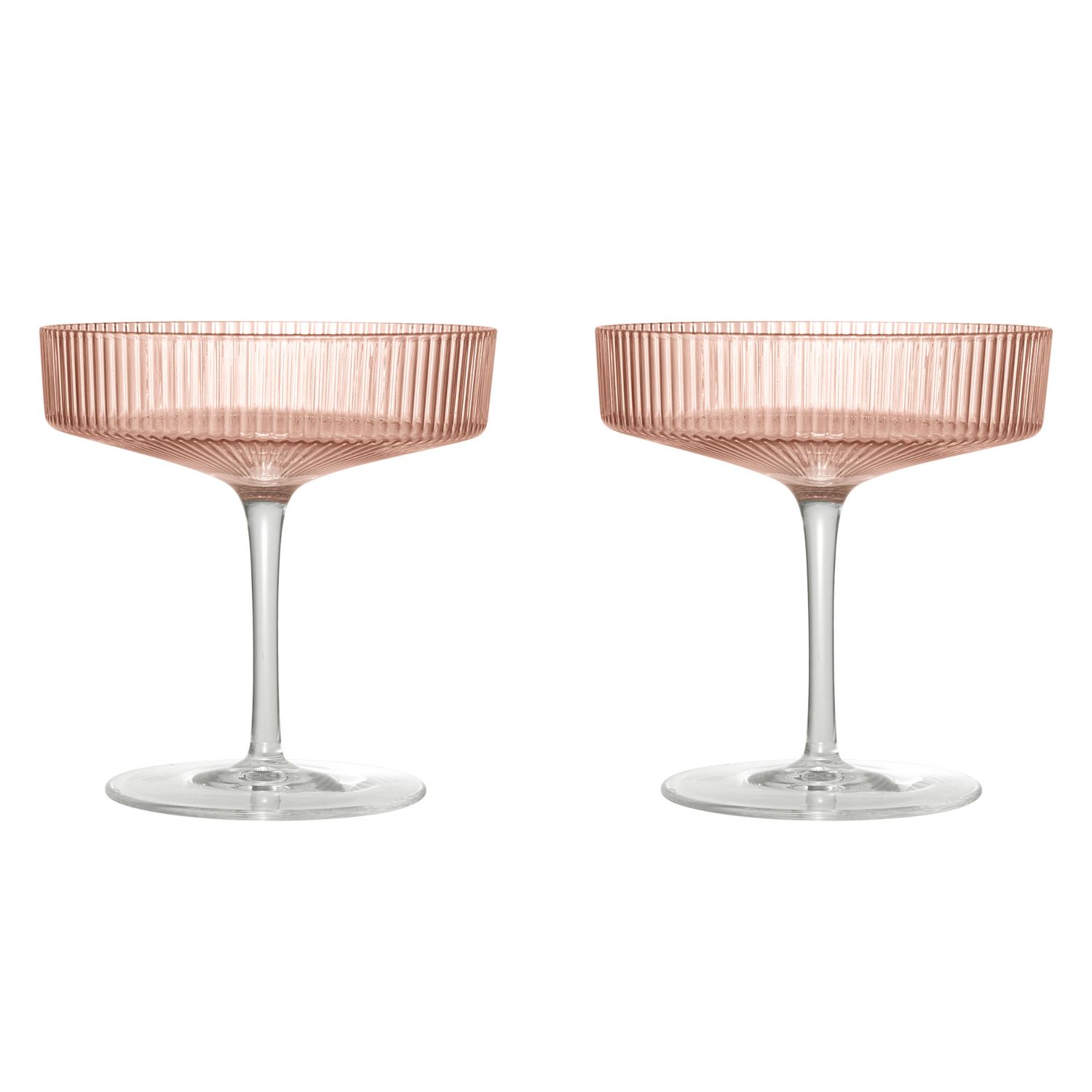 Ferm Living - Ripple Champagnerschalen 2er Set blush