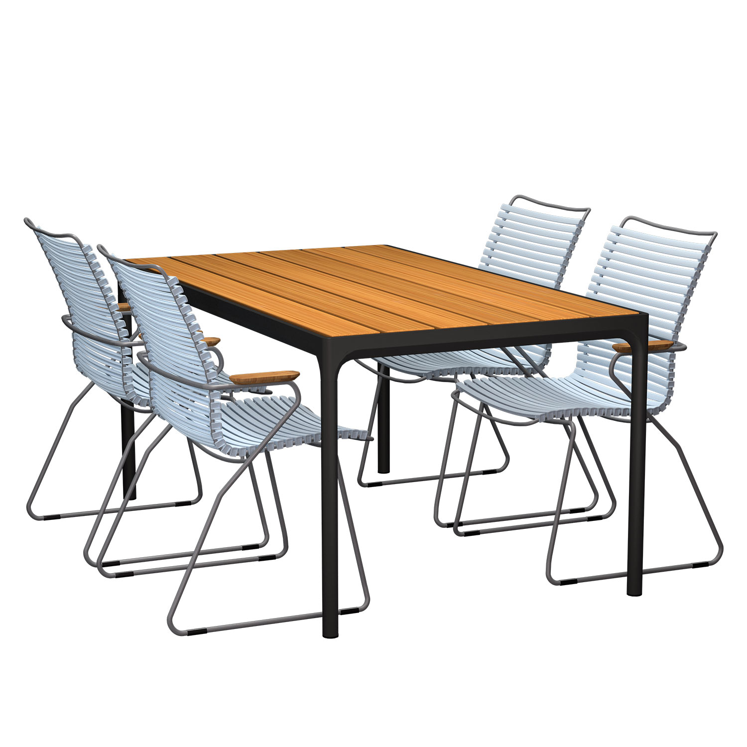 HOUE - Set Four schwarz 160x90 + 4x Click S. hoch hellblau