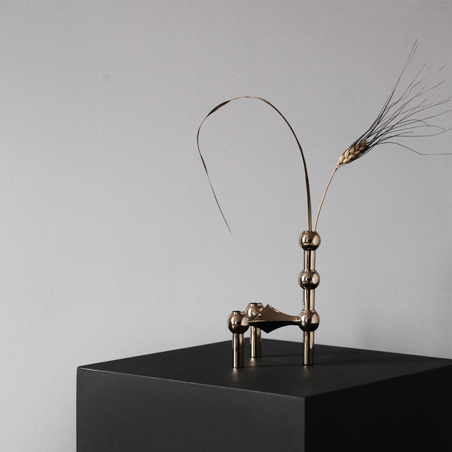 stoff nagel vase brass trockenblumen 78155