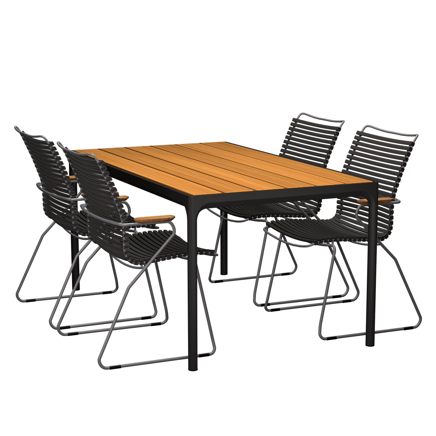 HOUE - Set Four schwarz 160x90 cm + 4x Click Stuhl schwarz