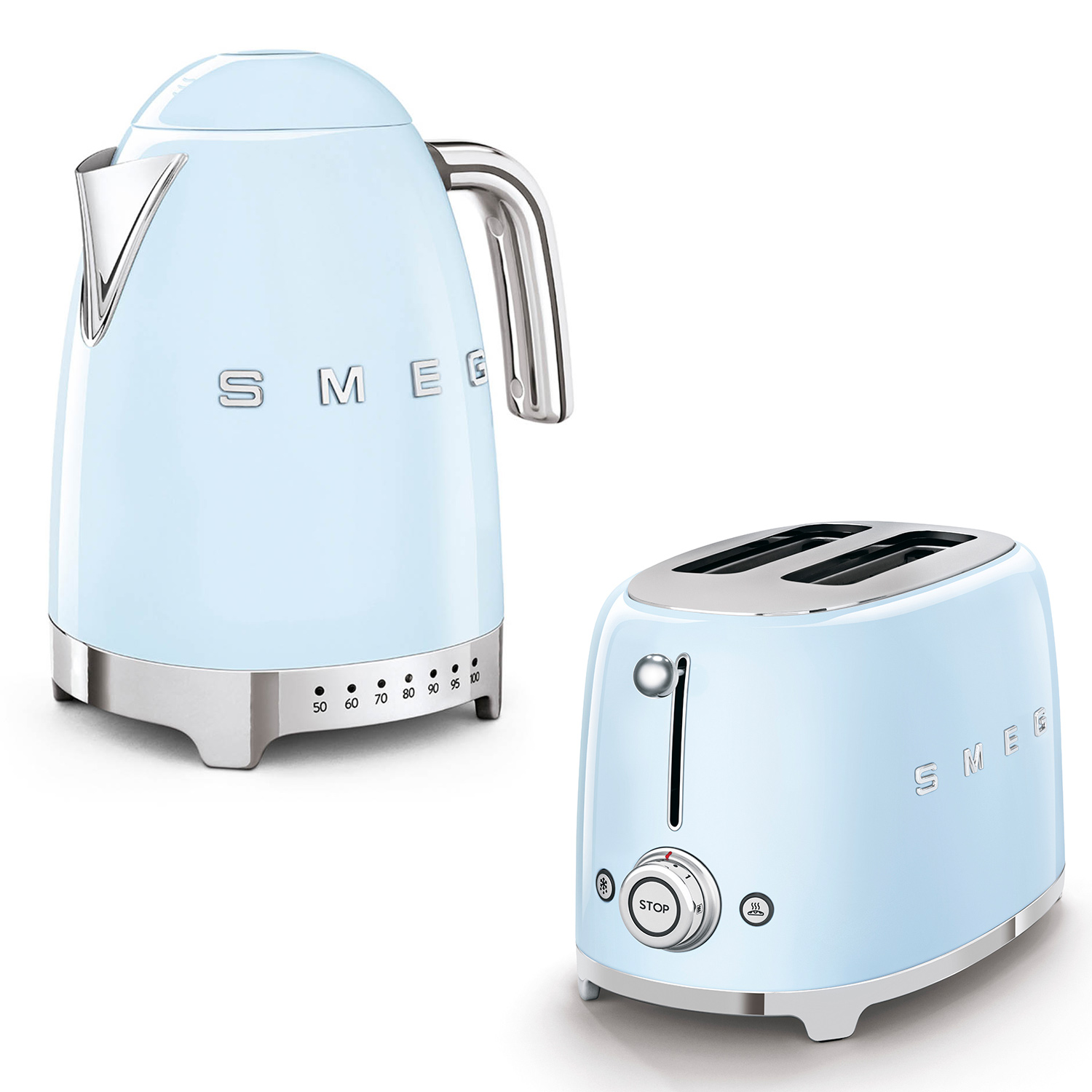 smeg set wasserkocher toaster pastellblau 56671