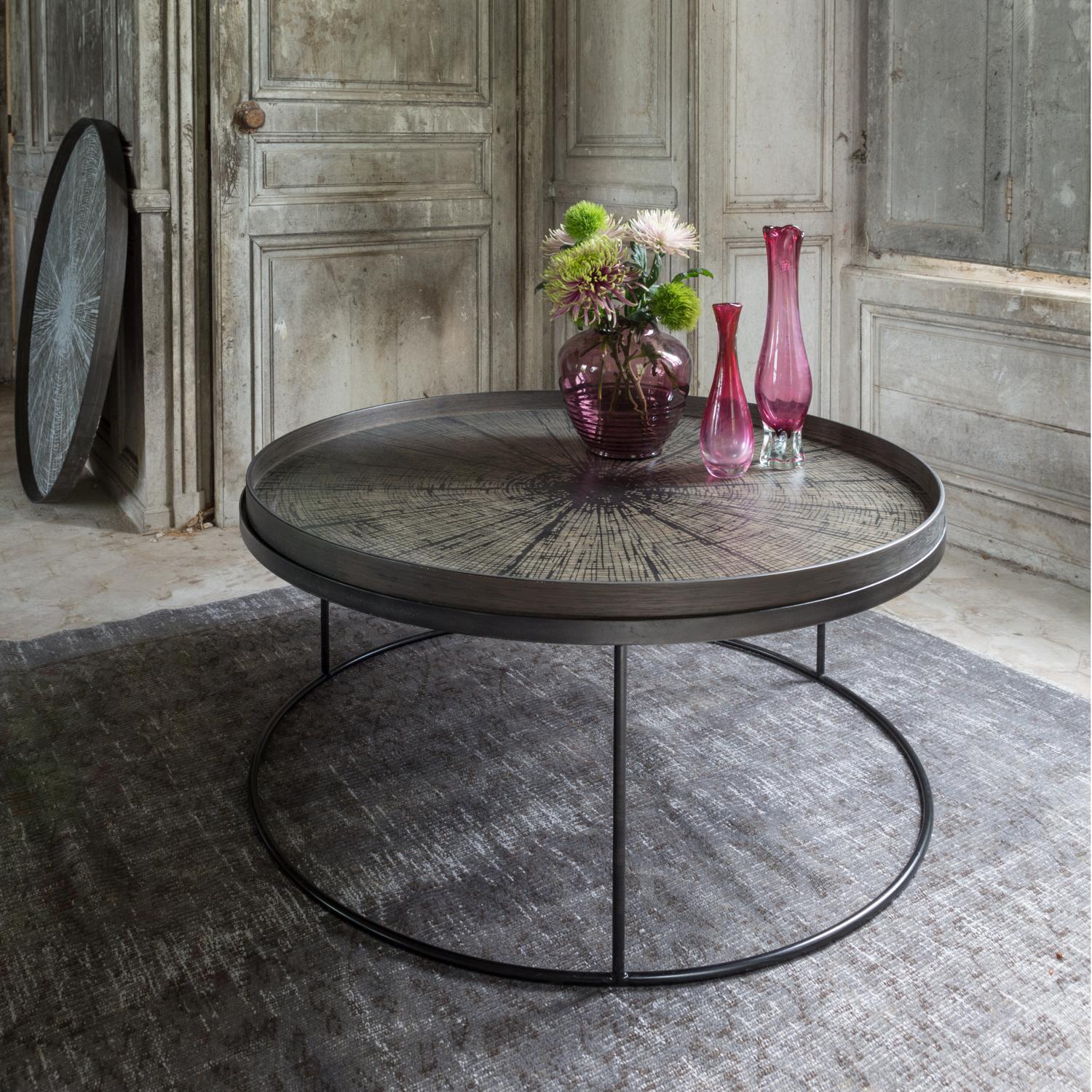 Ethnicraft Notre Monde 20379 Tablett Black Slice driftwood tray 92x92x4 2