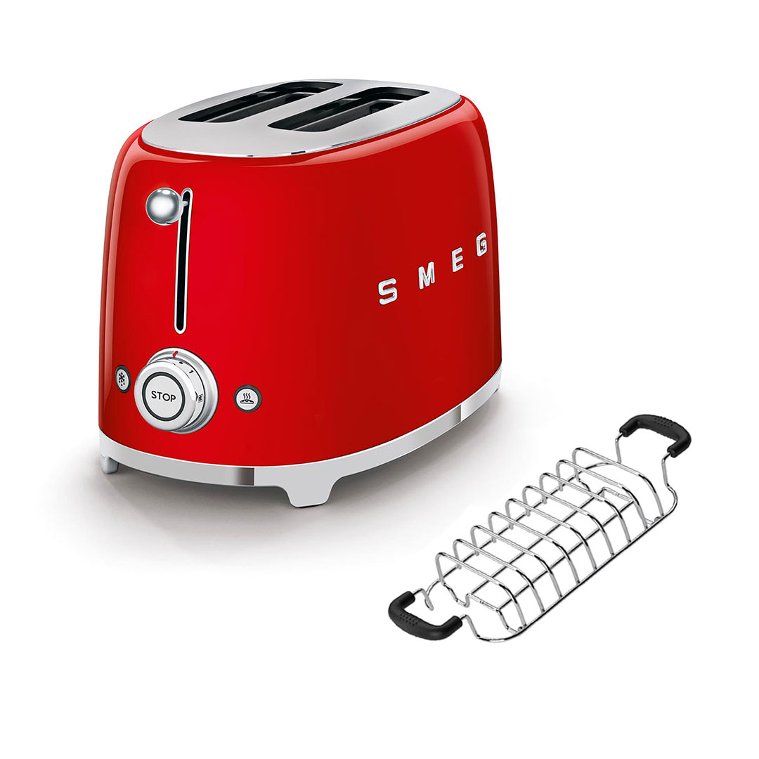 rot smeg toaster broetchenaufstatz set 55403