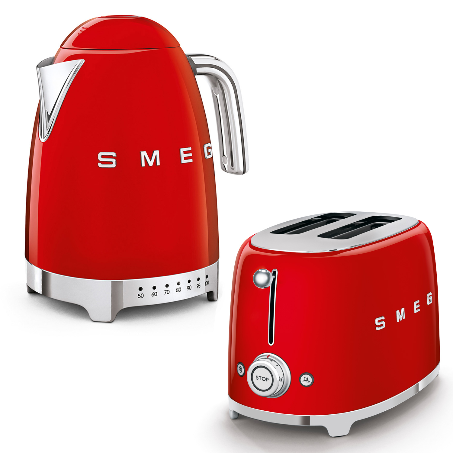 smeg set wasserkocher toaster rot 56675
