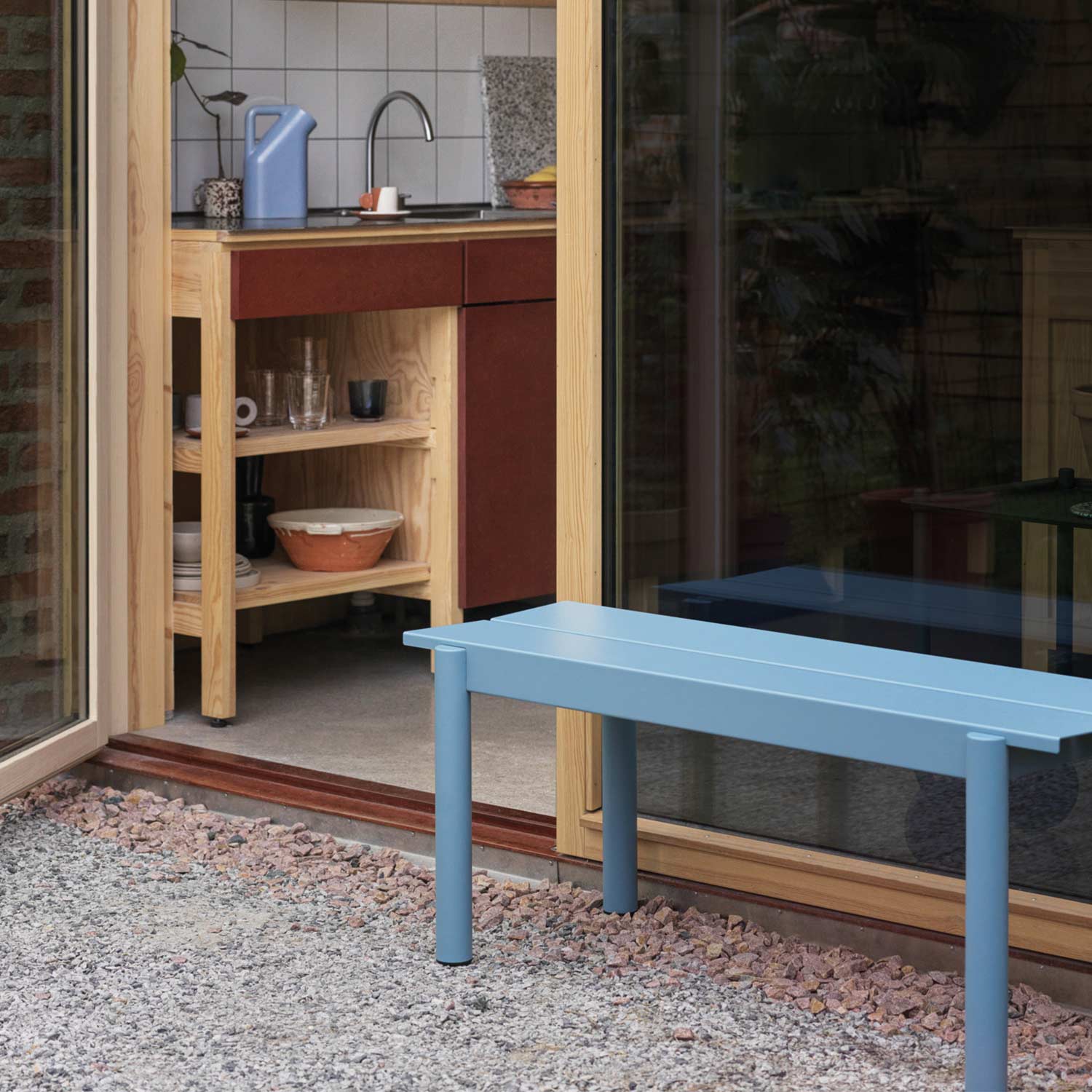 muuto linear steel bench pale blue ambiente 85893