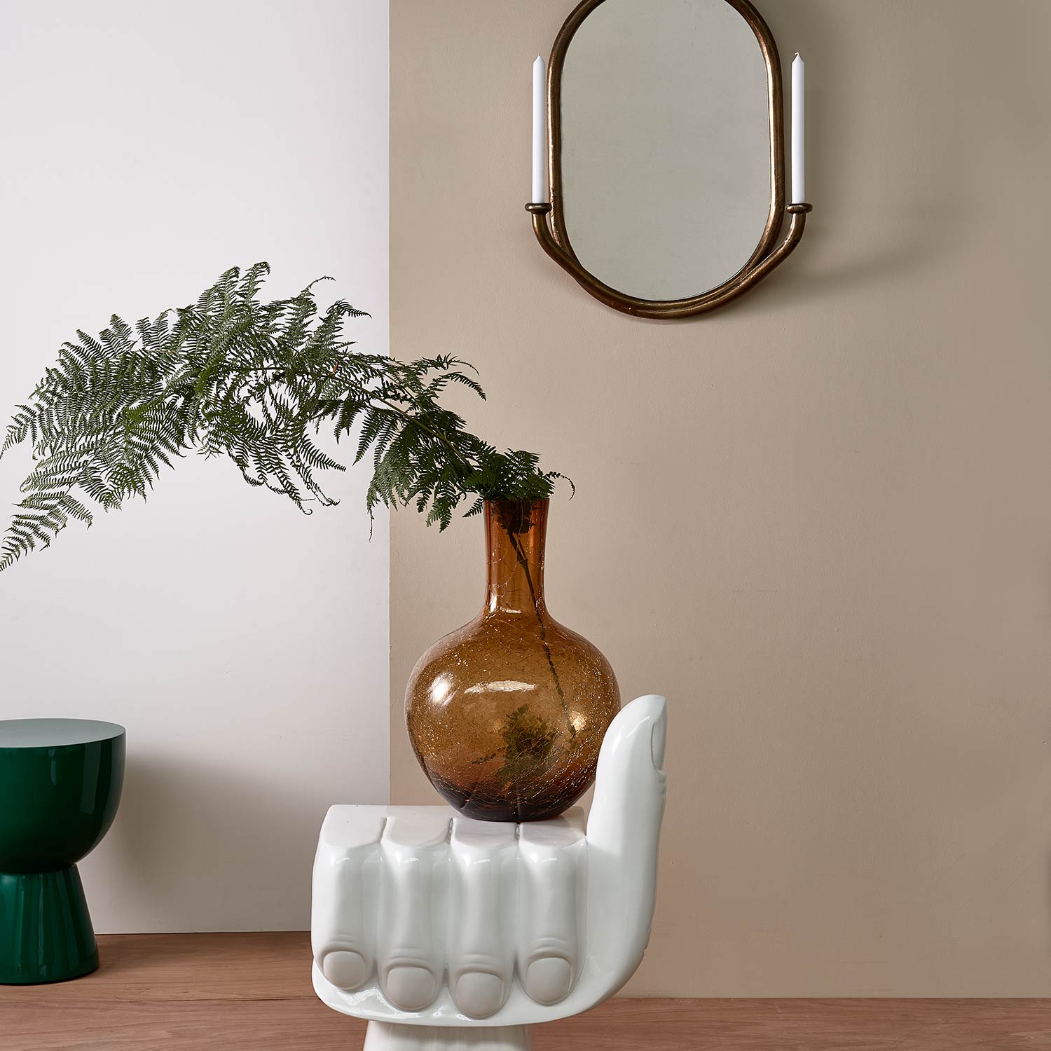 pols potten ball body vase crackled glas gelb L wohnzimmer 99147